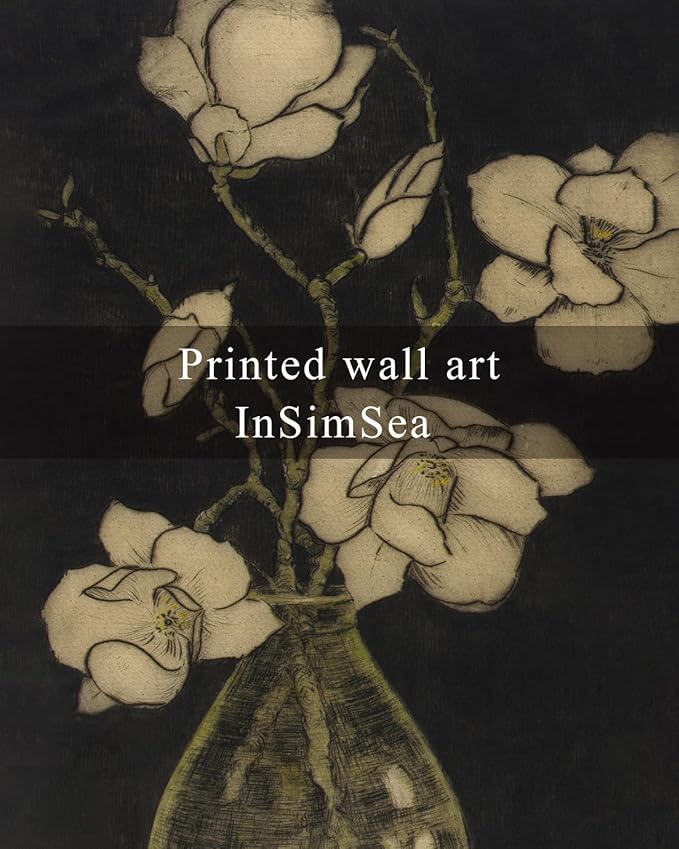 InSimSea Framed Wall Art for Living Room Vintage Floral Wall Art Minimalist Black and White Flower Vase Artwork Farmhouse Decor Prints Aesthetic Home Décor for Bathroom, Bedroom, Office 12x16In