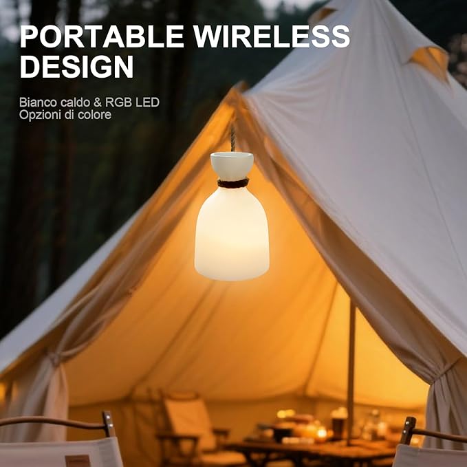 uuffoo 2 Pack Portable Led Lamp Waterproof, Led Camping Lantern Light with Handle, Rechargeable Night Lights with Multi-Color & Warm White Modes, Indoor/Outdoor Lamps for Patio, Tent, Bedroom, Garden