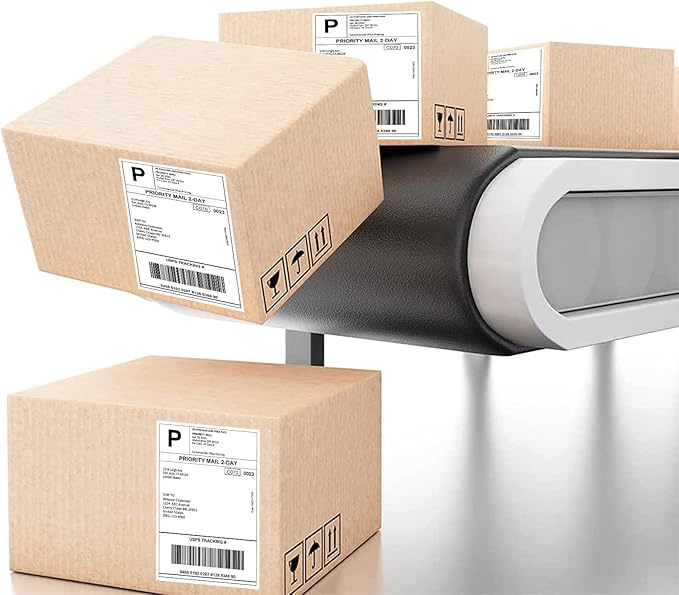 RyhamPaper 4" x 6" Fanfold Direct Thermal Labels - White Shipping Mailing Postage Labels, Perforated, Permanent Adhesive (4 Stacks - 4000 Labels)