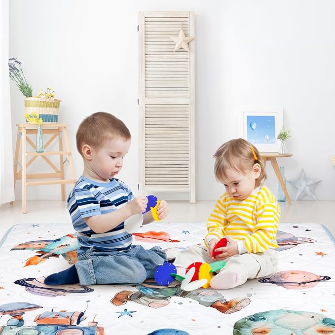 Baby Play Mat for Floor 50 * 50 inch, Extra Thick Soft Cushioning Foam Mat for Kids, Non Slip & Washable Crawling Mat for Toddler, Padded Play Mat for Baby Tummy Time