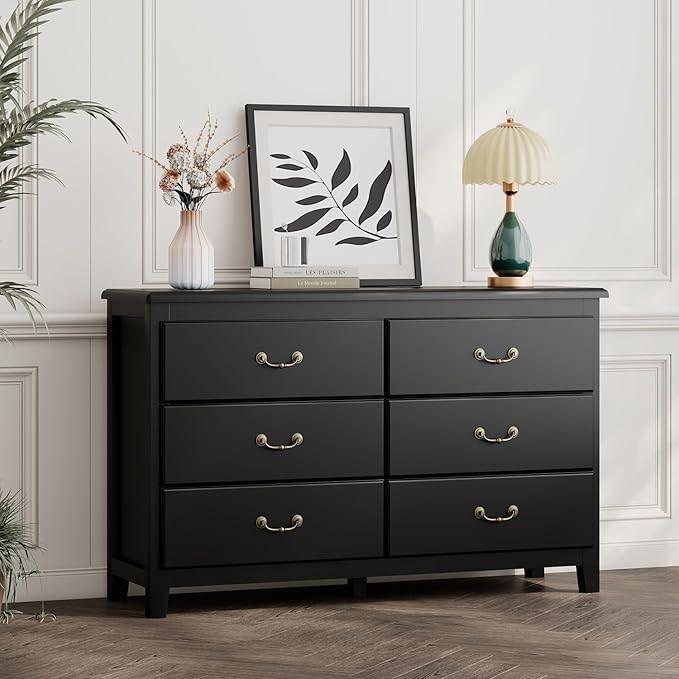 Farmhouse Dresser for Bedroom, Dressers & Chests of Drawers with Large Drawer, Wooden Tall Rustic Dresser for Bedroom