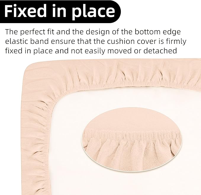 Jacquard Stretchable Dinette Cushion Covers - RV Camper Couch Replacement, 2 Backrest & 2 Bench Covers (Leaves, Beige)