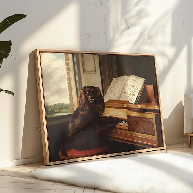 Poster Master Vintage Portrait of Extraordinary Musical Dog - Retro Print - Puppy and Piano Art - Animal Lover - Living Room or Office Decor - 8x10 UNFRAMED Wall Art