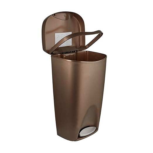 Umbra 084200-125 , Bronze Brim Large Kitchen Trash Stainless Steel Foot Pedal – Stylish and Durable 13 Gallon Step Garbage Can with Lid