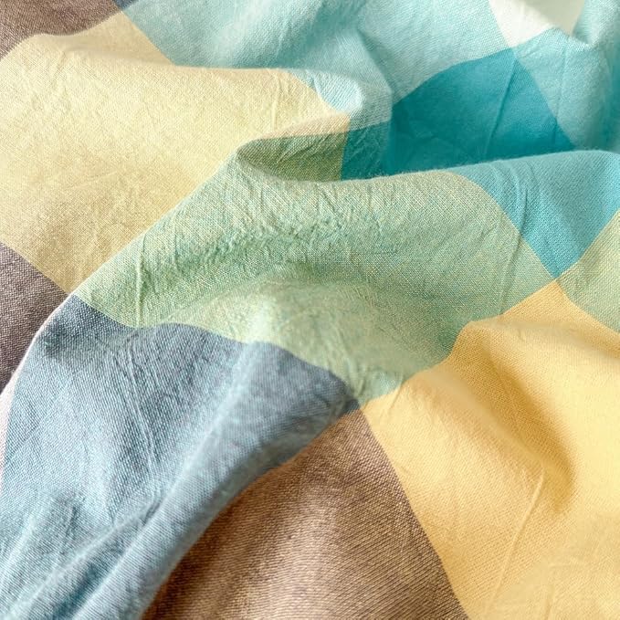 FACE TWO FACE Bedding Duvet Cover Set100% Washed Cotton Duvet Cover Linen Like Textured Breathable Durable Soft Comfy (Full, Yunxi Blue)