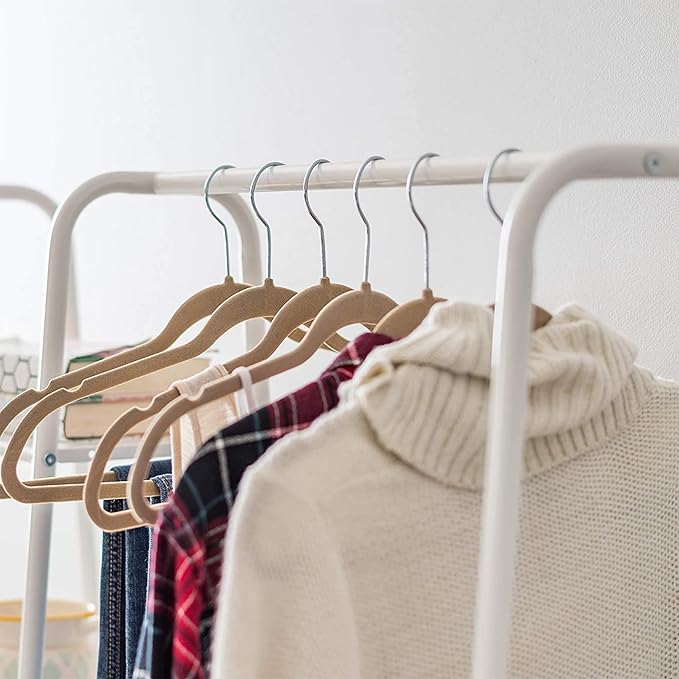 IRIS USA Clothes Rack, 4 Metal Shelves, Freestanding Clothing Stand For Hanging Clothes, Coat, Deco Plants, Easy Assemble, Metal Sturdy Garment Bar, Closet Wardrobe Small Space Storage, White