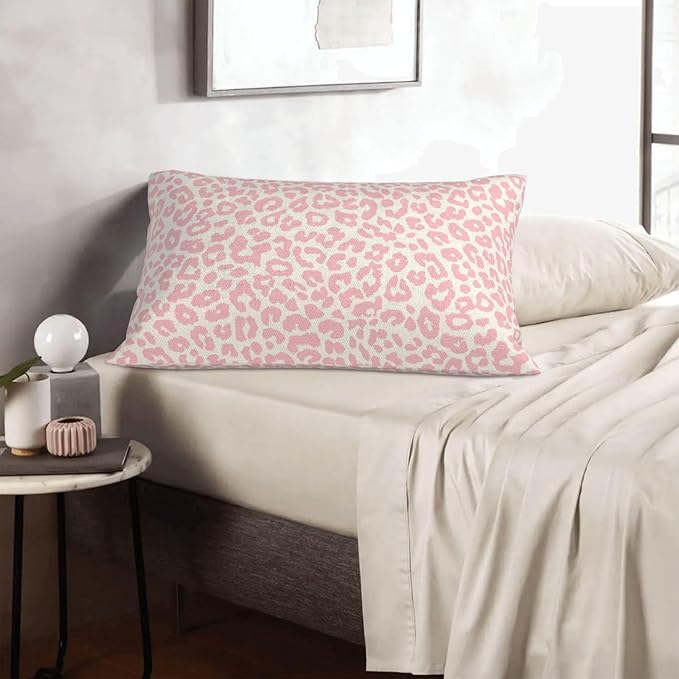 Leopard Print Pillow Covers 12x20 Pack of 2 Pink Animal Pattern Cheetah Decorative Throw Pillow Covers Outdoor Decor Boho Abstract Modern Pillowcase Farmhouse Lumbar Cushion Case for Home Sofa