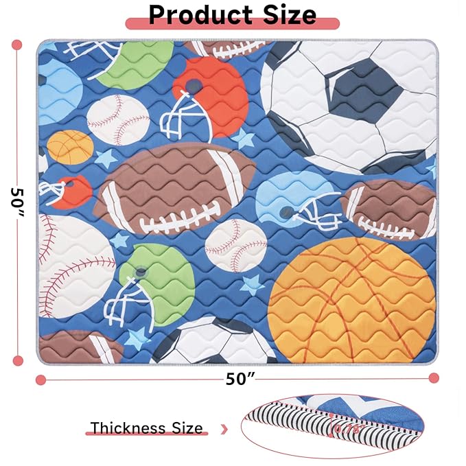 Baby Play Mat, 50’’ x 50’’ Soft Baby Floor Mat Thicker Foam Play Mat for Babies, Foldable Baby Playpen Mat Crawling Mat, Non-Slip & Machine Washable, Cushioned Play Mat for Babies (Ball Design)