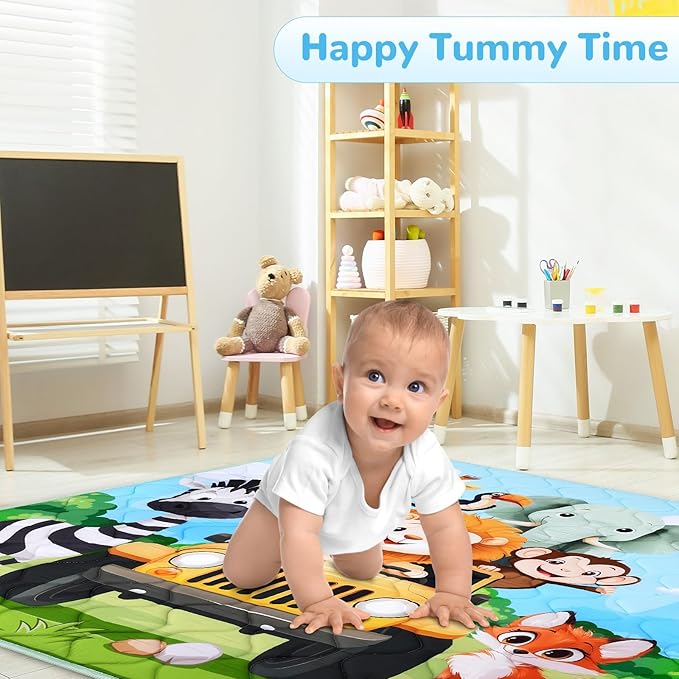 Baby Play Mat, Toodler Floor Mat 50 x 50 inch, Extra Thick Foam Non-Slip Washable,Crawling Cushion for Tummy Playing