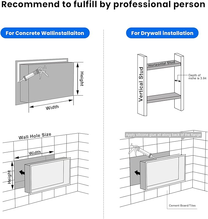 POPFLY No Tile Shower Niche, Stainless Steel Shower Niche 24"X12", Single Shelf No Tile Needed Recessed Bathroom Wall Niches, Dark Grey