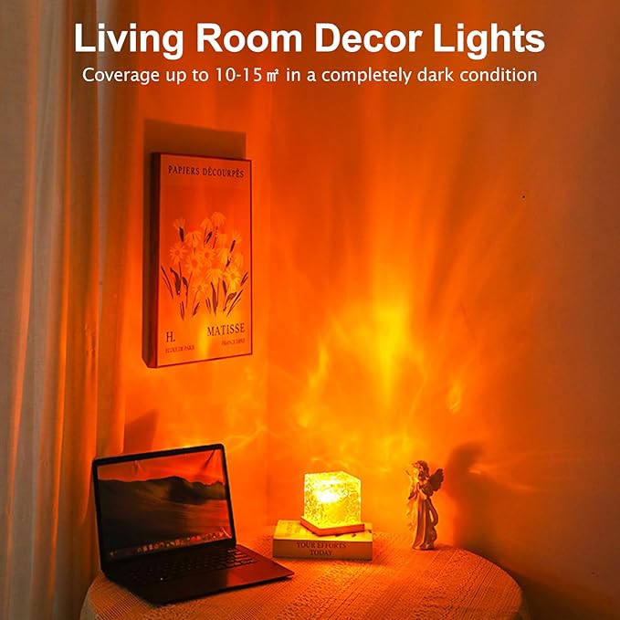 2 Packs Cordless Luminorthe Cube Lamp,Aurora Glow Ocean Lamp Northern Lights Cube Ocean Wave Projector with 16 Colors and Dynamic Ripple Effect for Living Room Bedroom Decor