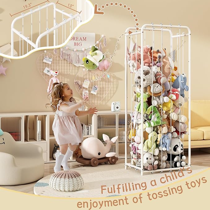 All Metal Stuffed Animal Storage, Never Fall Apart Stuffed Animal Zoo, Extra Large Stuffed Animal Holder - Sturdy Metal Plush Toy Organizer Perfect for Boys Girls Nursery Play Room Kidsroom
