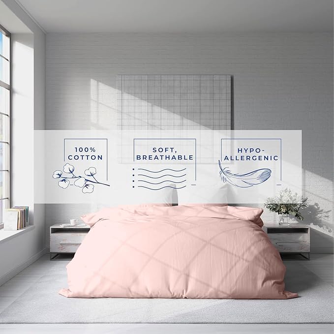 Kotton Culture 120"x98" 3 Pc Oversized King Duvet Cover Set 100% Egyptian Cotton - 600 TC Comforter Cover, Zipper Closure & Corner Ties - Fits Large King Inserts (Oversized King,Pink Blush)