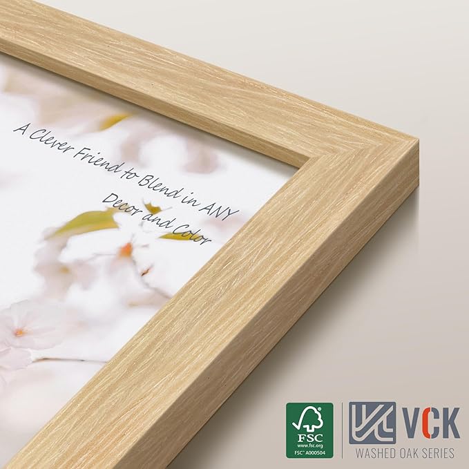 VCK 16x24 Poster Frame Set of 4 - Oak, Gallery-Quality Wood Picture Frames, 1.1-Inch Wide Border, Polished Plexiglass, Vertical or Horizontal Wall Display for Photo/Art/Prints, Natural Oak