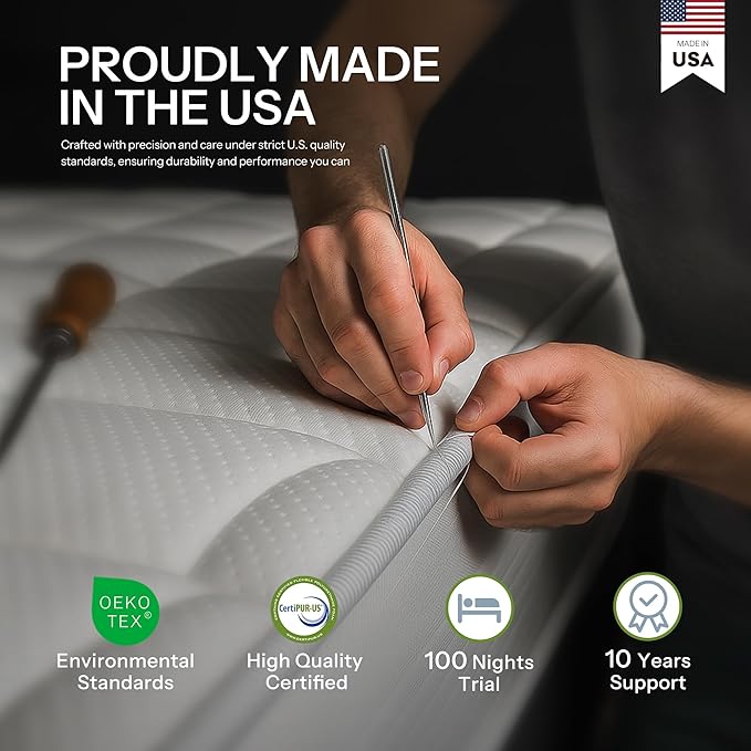 Life Balance Hybrid 10 Inch King Size Mattress, Medium Firm, Supportive Foam & Innerspring Coils, Pressure Relief & Spinal Alignment, Mattress in a Box, Made in USA, CertiPUR-US Certified, CE-10-K