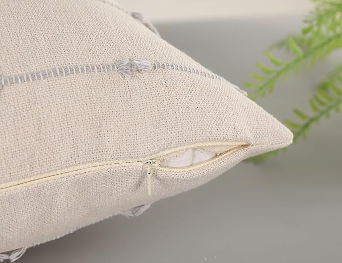 Long Lumbar Throw Pillow Cover 16x36,Stripe Pattern Cotton Grey Boho Extra Long Decorative Pillow Cover Pillow Case Cushion Cover for Bed Sofa Couch Farmhouse,Skinny Modern Accent