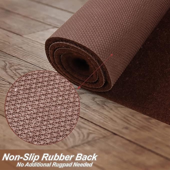 3' x 71' Runner Rugs with Rubber Backing, Indoor Outdoor Utility Carpet Runner Rugs, Chocolate Brown, Can Be Used as Aisle for The RV and Boat, Laundry Room and Balcony