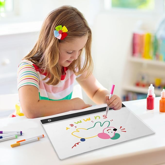 13.7X 10Inch 6 Color LED Drawing Board for Kids, LED Note Board with Colors，Light Up Acrylic Dry Erase Board with Stand,7 Markers, Rewritable Message Board Creative Fun for Home, Classrooms, Gifts.