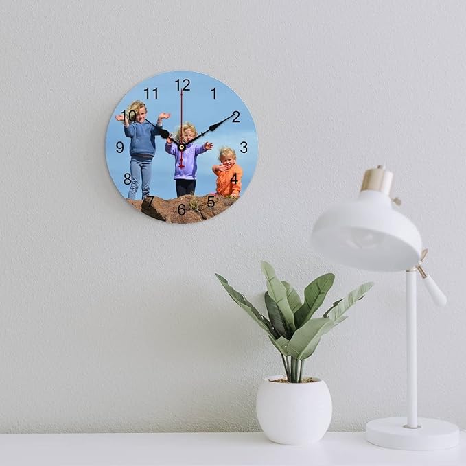 Custom Wall Clock, Personalized Wall Clock with Photo/Image Text Non-Ticking Clock Silent Customized Digital Wall Clocks Customized Gift for Living Room Kitchen Bathroom Home Decor 23.62''