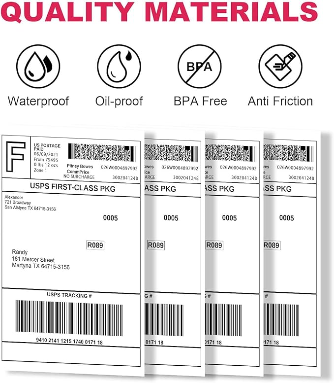 Direct Thermal Labels 4x6-450 Labels/Roll, Thermal Shipping Labels for Zebra 2844 ZP-450 ZP-500 ZP-505,4 Rolls,1800 Labels(NOT for DYMO)