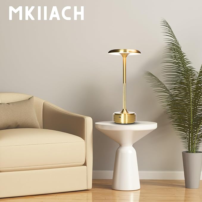 Small Table Lamp With 5200mah Battery - Rechargeable Desk Lamp For Cozy Nights, Usb-C Fast Charging & Stepless Dimming, Cordless Table Lamp With 3 Lighting Modes For Bedroom, Office & Travel(Gold)