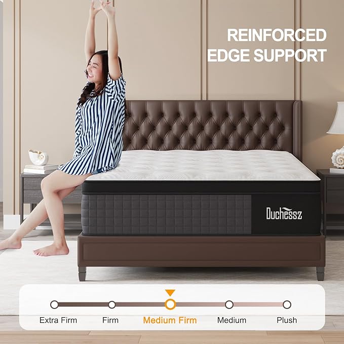 Queen Hybrid Mattress 10 Inch with Gel Memory Foam and Individually Pocket Innerspring Euro Top Mattresses Medium Firm for Motion Isolation, Edge Support