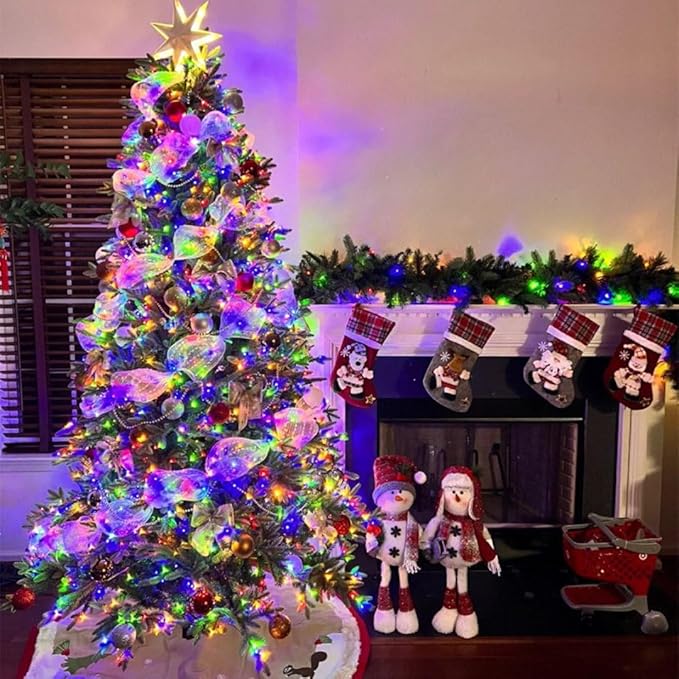 QITONG 500 LED 165ft Christmas String Lights Outdoor Waterproof, Multicolor Lights wiht 8 Modes, Green Wire Twinkle String Lights Plug in