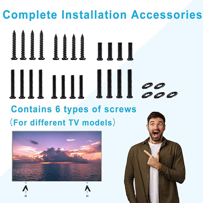 TV Legs for TCL TV Stand Legs for TCL 28 32 40 43 49 50 55 65 Inch Roku TV Legs Replacement Compatible with 28S405 32S305 40S325 43S425 43S431 50S431 50S435 55S425 TCL Roku TV Stand Legs with Screws