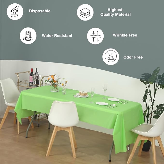 Craft And Party, Apple Green Plastic Table Cover Roll - 40in X 100 feet Heavy Duty Plastic Banquet Table Cover Roll. (Apple Green)