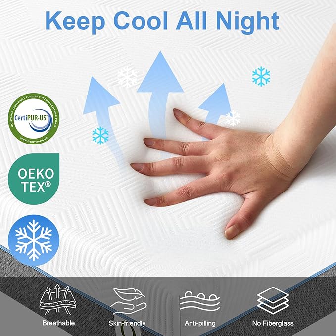 Vipbear 12 Inch Memory Foam Mattress Queen Hybrid Medium Firm Mattresses in a Box Cooling Gel Bed Therapeutic Firm Support Comfort for Back Pain, Pressure Relief, CertiPUR-US Certified, Made in USA