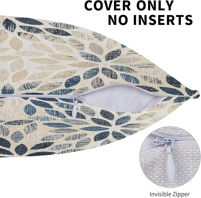 Dahlia Pillow Covers 22x22 Inch Set of 2 Summer Rust Geometric Flower Outdoor Decorative Throw Pillows Farmhouse Navy Blue Pillow Case Linen Square Cushion Cover for Home Sofa Bedroom Living Room