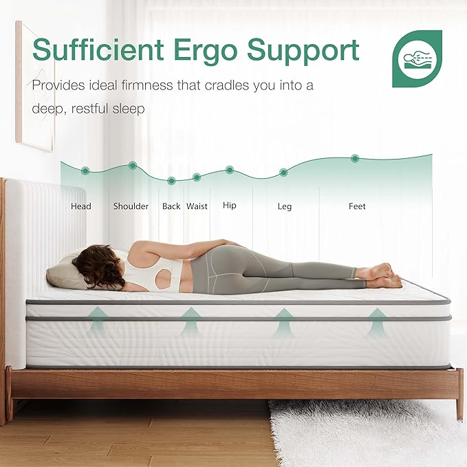 Novilla 10 inch Twin Mattress, Hybrid Mattress Twin Size with Comfortable Foam & Individually Pocket Spring, Mattresses in a Box for Back Pain Relief & Support, Certipur-Us Certified