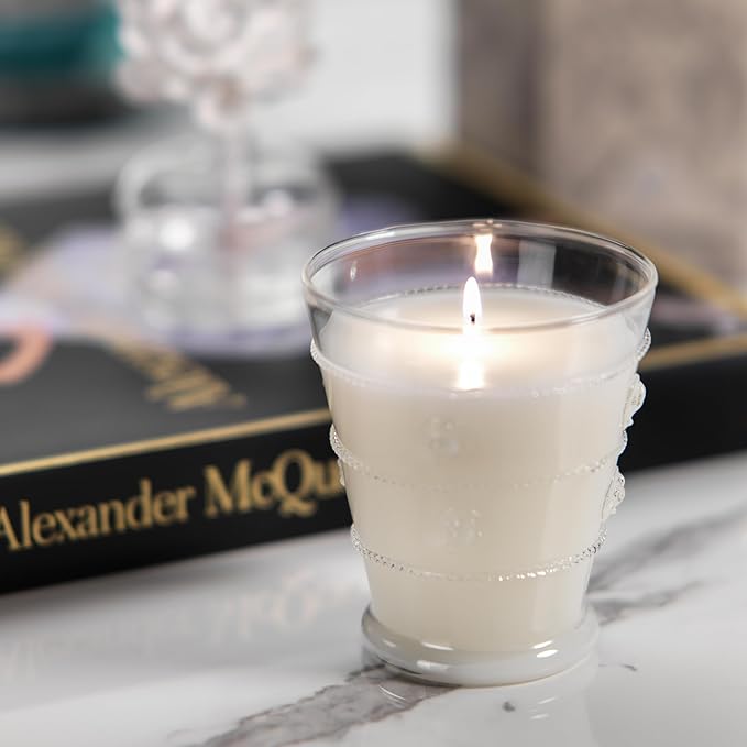 Zodax Grand Casablanca Glass Jar Scented Candle for Home Decor - Single-Wick Candle Ideal for Kitchen and Bathroom - Makes a Great Gift for Women and Men - White Rose - 8.3 Oz.