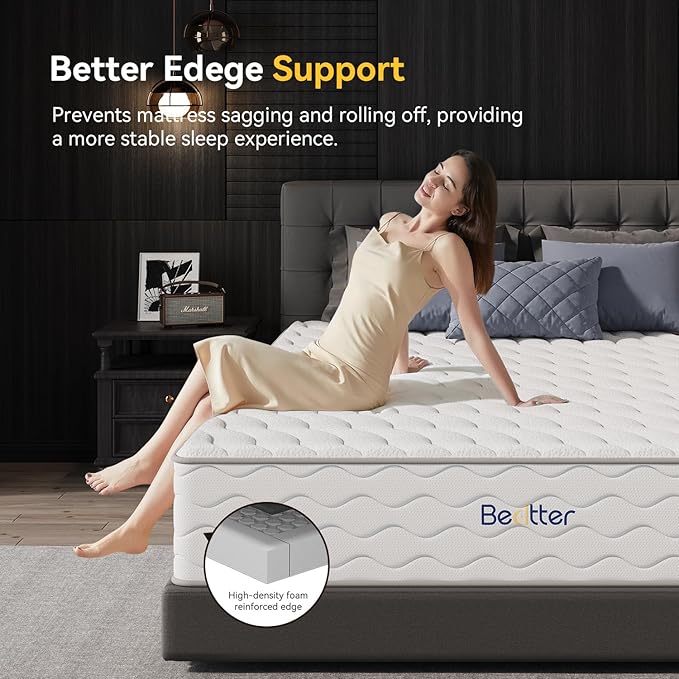 10 Inch Twin XL Hybrid Mattress, Charcoal Cooling Gel Memory Foam Mattress in a Box,Pocketed Springs for Isolate Motion, Pressure Relief, CertiPUR-US Certified, Support Comfort