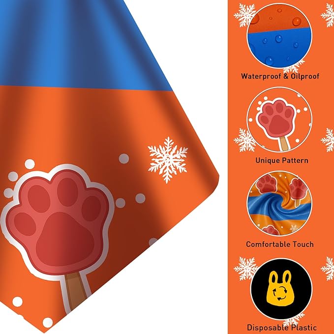 8Pcs 2in1 Paw Print Birthday Party Decorations Tablecloth, 54" x 108" Paw Table Cloth Disposable Rectangle Plastic Anime Table Cover for Kids Baby Shower Themed Party Supplies
