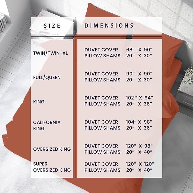Kotton Culture 3 Pc California King Size Duvet Cover Set -100% Egyptian Cotton Sateen 600 Thread Count Ultra Soft Premium Durable Comforter Cover Zipper Closure & Corner Ties (Burnt Orange,104"x98")