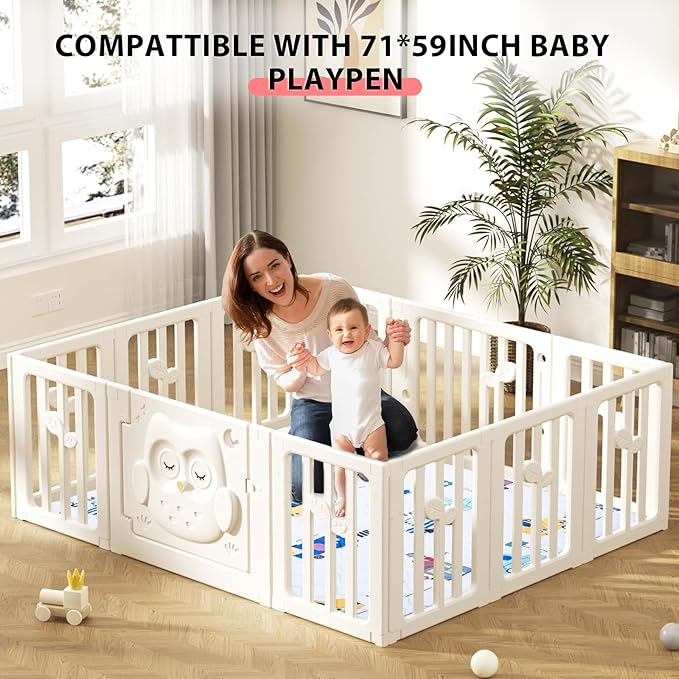 Baby Play Mat, Soft Baby Floor Mat, 71’’ x 59’’ Thicker Foam Play Mat Foldable Baby Playpen Mat Crawling Mat for Babies, Toddlers, Car Design