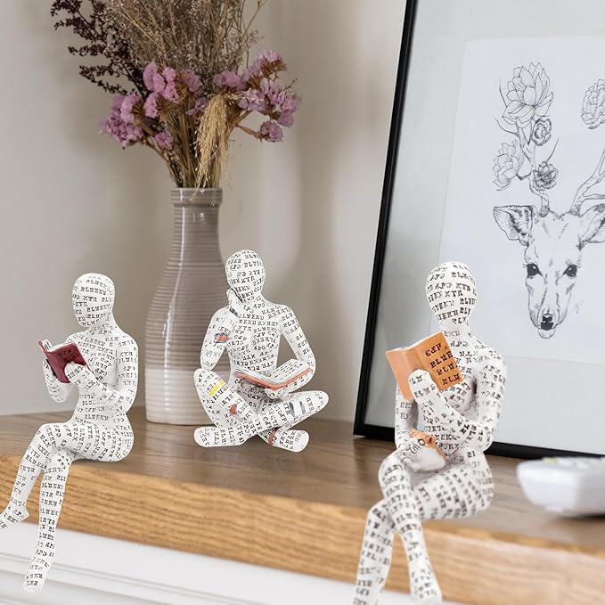 puthiac Modern Figurines Home Decor - Reading Woman Figurine Sculpture Thinker Statue - Modern Abstract Home Decor for Living Room, Office, Bedroom - Elegant and Aesthetic Decoration Statue 02