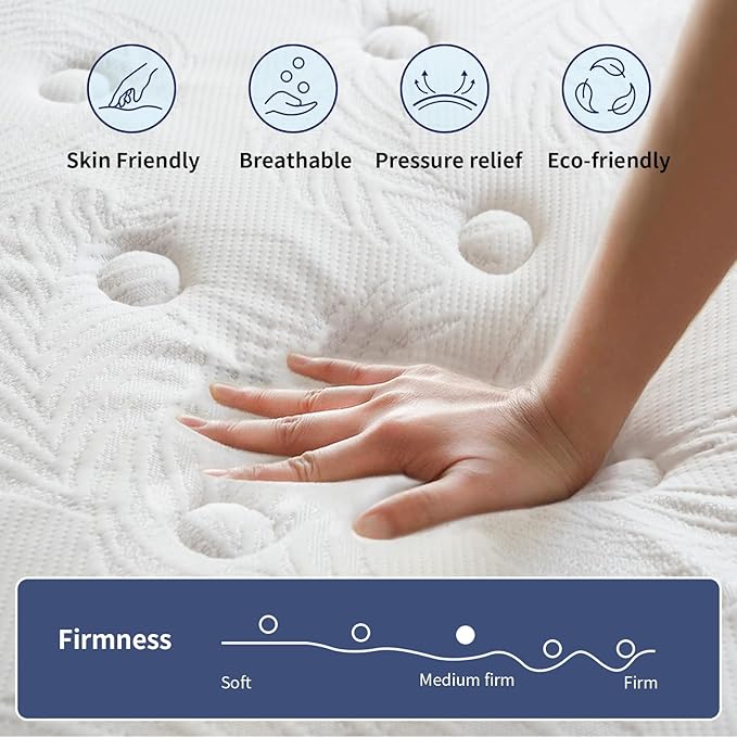 California King Mattress 12 Inch,Memory Foam Mattress with Pocket Spring, Soft & Comfortable Medium Plush,Motion Isolation, CertiPUR-US Certified (84"*72"*12")