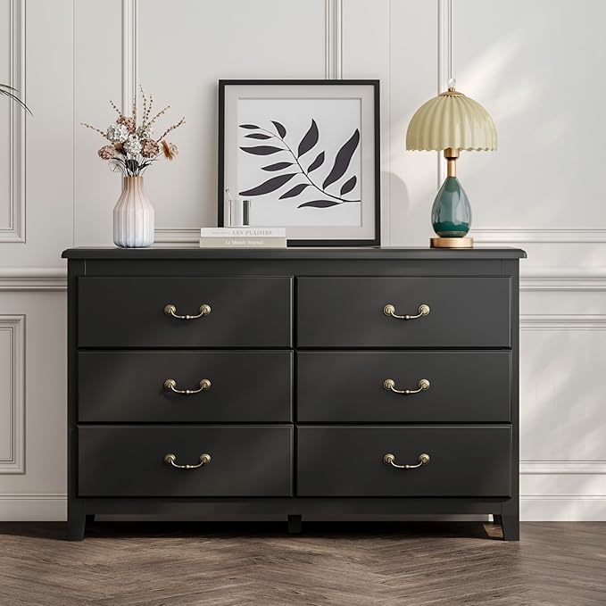 Farmhouse Dresser for Bedroom, Dressers & Chests of Drawers with Large Drawer, Wooden Tall Rustic Dresser for Bedroom