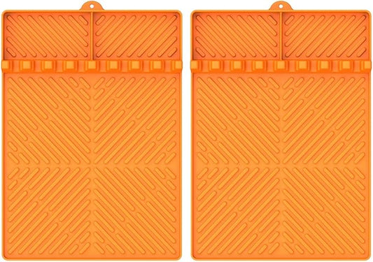 Silicone Griddle Tools Mat for Blackstone, Spatula Mat with Drip Pad Grill Utensil Holder Side Shelf Mat for Kitchen, Cooking, Countertop, Griddle Accessories for Blackstone, 2 Packs