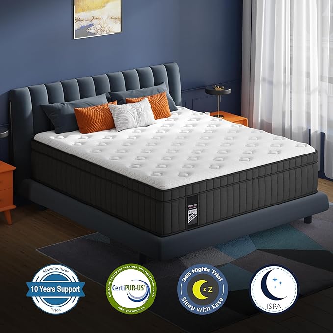 Full Size Mattress, 12 Inch Full Mattress in a Box with Gel Memory Foam and Pocket Spring, Medium Firm Feel, Cooler Sleep & Pressure Relief, 54 * 75 * 11, 120 Nights Risk-Free Trial