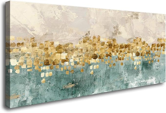 DZL Art A74662 Brown and Blue Abstract Painting Modern Decor Wall Art Tan Color Canvas Gray Painting Contemporary Decor Abstract Canvas Living Room Art Painting