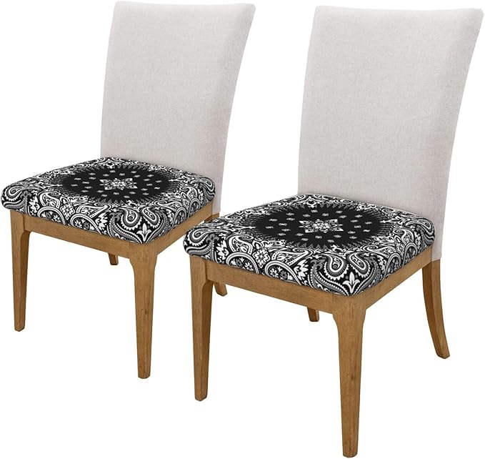 Seat Covers for Dining Room Chairsset of Set of 4, Abstract Paisley Silk Scarf Pattern Style Stretch Chair Seat Covers Cushion Slipcovers for Kitchen Office