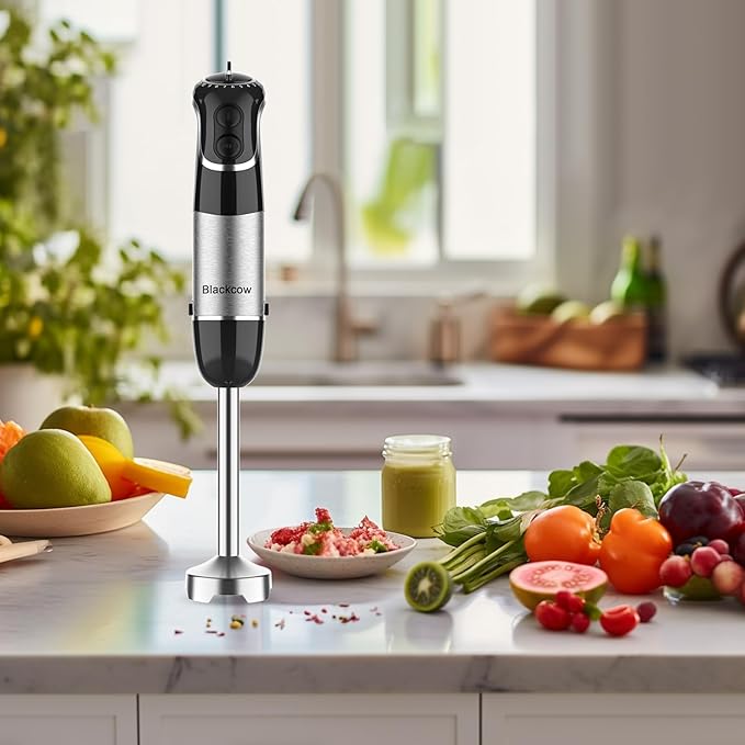 Corded Immersion Blender Handheld for Kitchen,Stainless Steel Emulsion Blender Handheld with Hook,Electric Hand Mixer with 12-Speed&Turbo,for Smoothie,Soup,Baby Food and Drinks