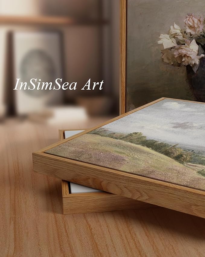 InSimSea Framed Canvas Wall Art, Seaside Landscape Painting Prints, Coastal Wall Art, Modern Farmhouse & Rustic Decor for Living Room & Bedroom, French Country Style, 24"x36"