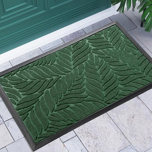 Yimobra Front Door Mat Outdoor Indoor, 36x24 All-Season Waterproof Welcome Mat, All-Weather Outside Entrance Mat, Non-Slip Patio Porch Doormat, Low Profile, Fade Resistant, Green