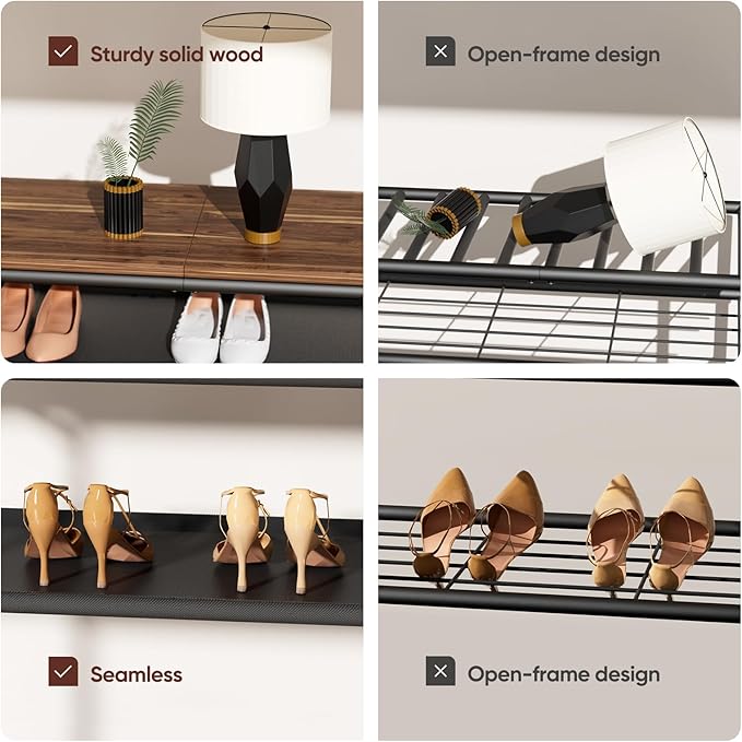 Mavivegue Metal Shoe Rack, 5 Tier Shoe Organizer with MDF Board and Non-Woven Fabric, Shoe Rack for Entryway and Closet,Industrial, Rustic Brown