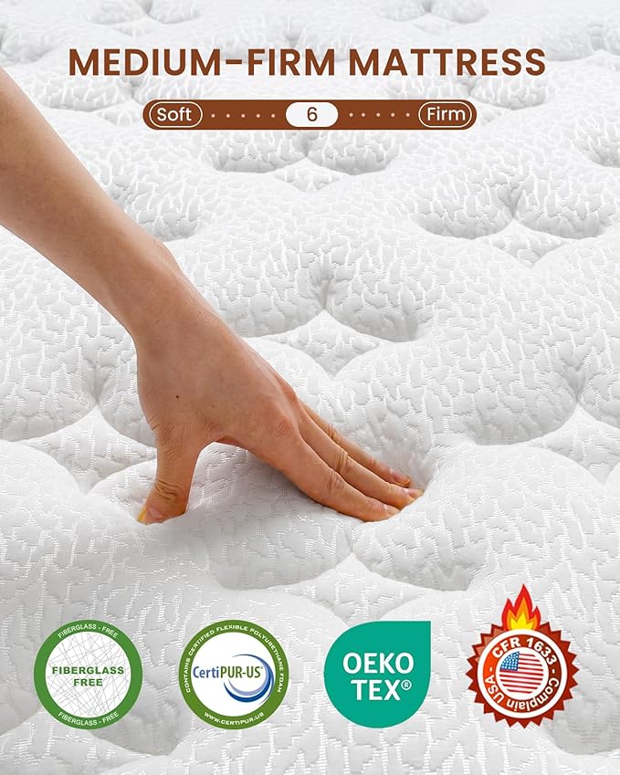 BedStory Queen Size Mattress 12 Inch - Medium Firm Hybrid Mattress with Optimal Spine Alignment and Motion Isolation - 2.0mm Advanced Pocket Springs, CertiPUR-US Certified, Fiberglass-Free