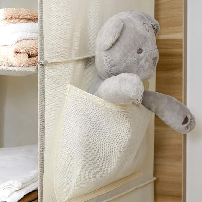 Hanging Closet Organizer, 5-Shelf Closet Hanging Storage Shelves, Beige